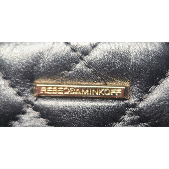 Rebecca Minkoff Black Quilted Leather Handbag Crossbody Shoulder Bag Gold Chain - Picture 13 of 16